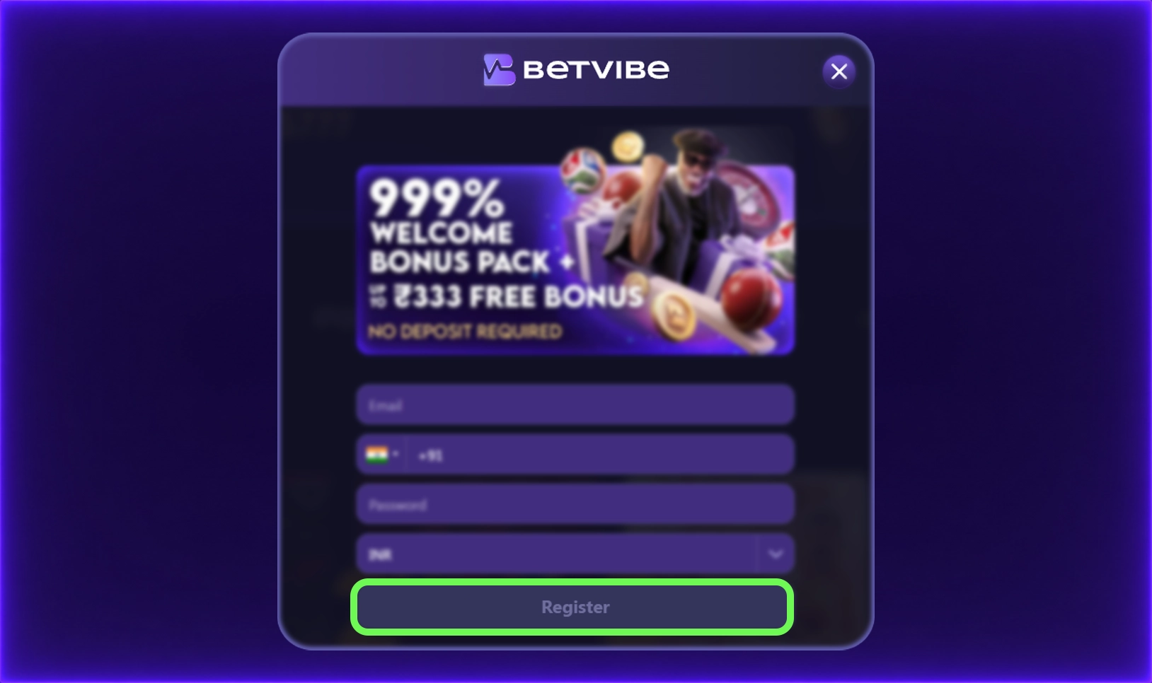 Submit details to create account